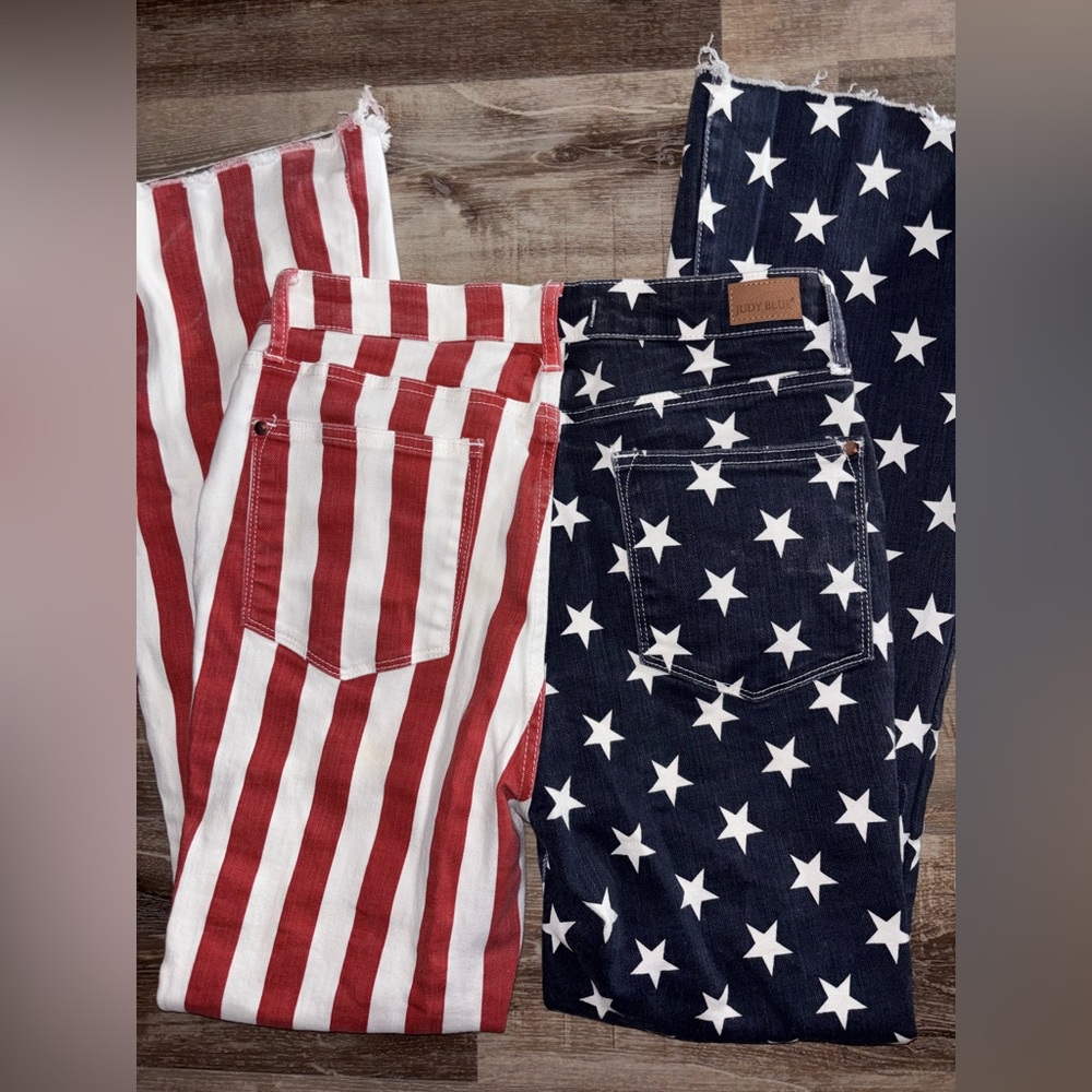 Judy Blue Patriotic Stars & Stripes Bootcut Jeans - Navy, Red, White - Picture 4 of 4
